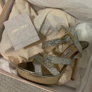 Jimmy Choo Glitter Platform Sandals - Tacco 120